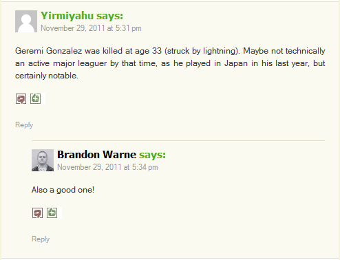 Brandon Warne says "Also a good one!" to Geremi Gonzalez's death